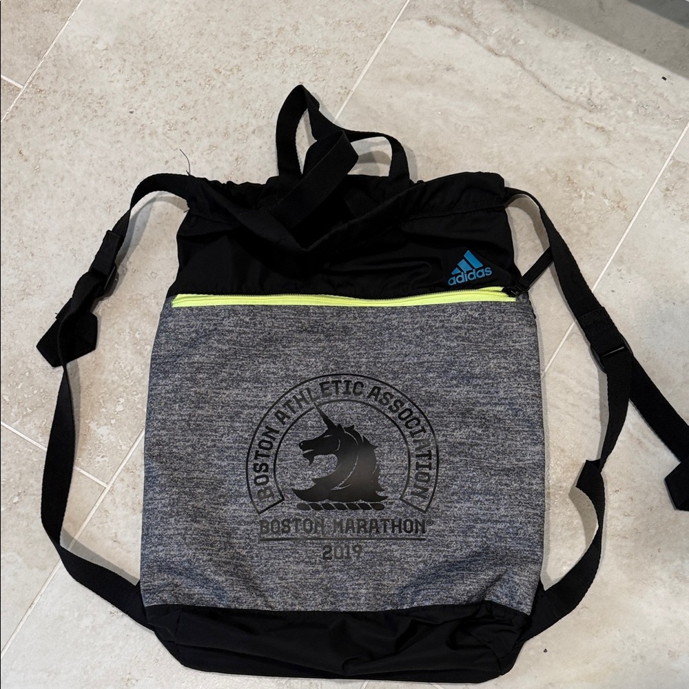 Adidas Black and Gray Boston Marathon Backpack